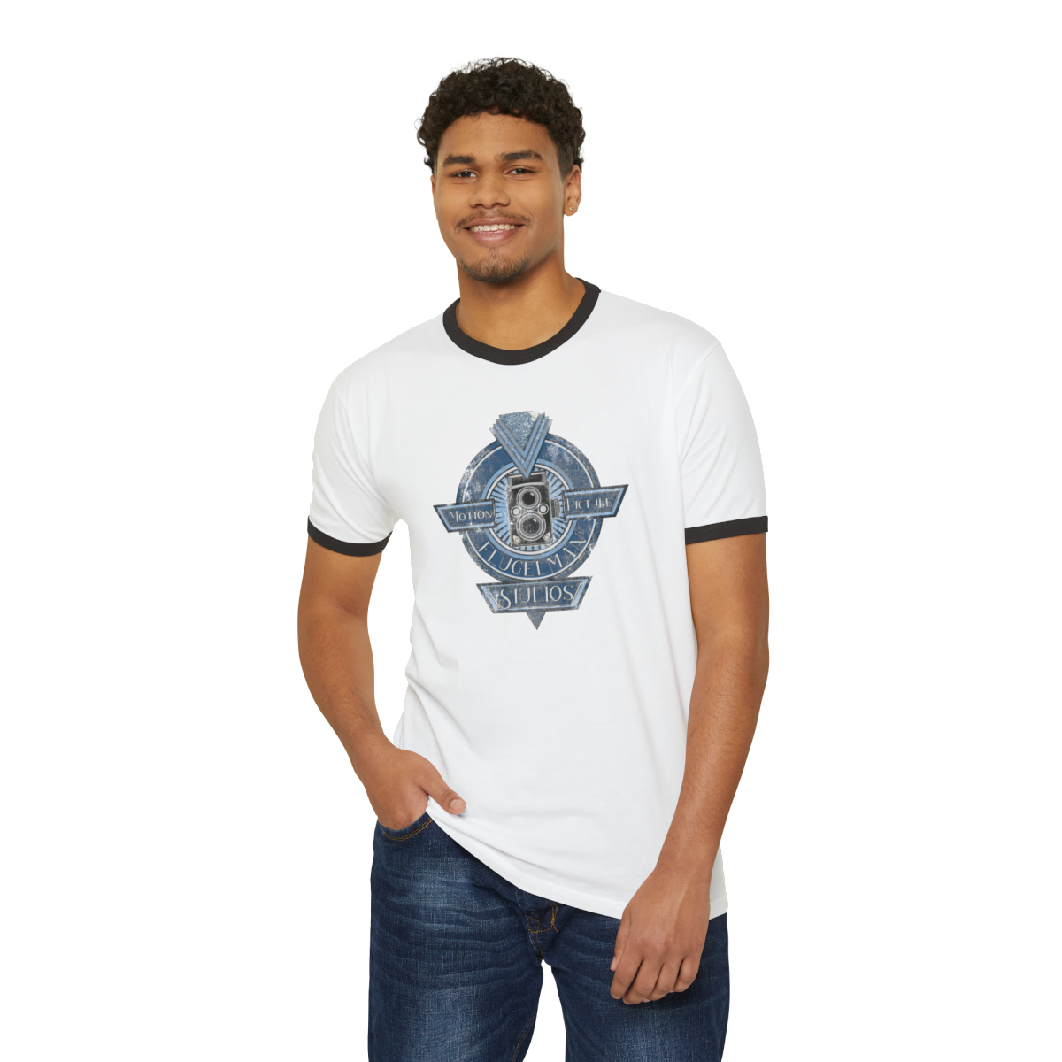 Flugelman (blue) - Unisex Cotton Ringer T-Shirt