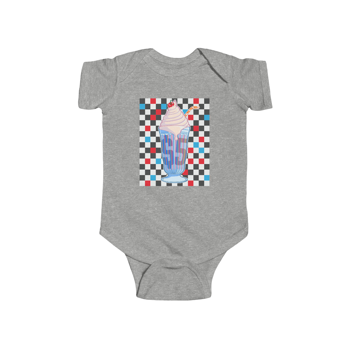 Milkshake (checkers) - Infant Fine Jersey Bodysuit