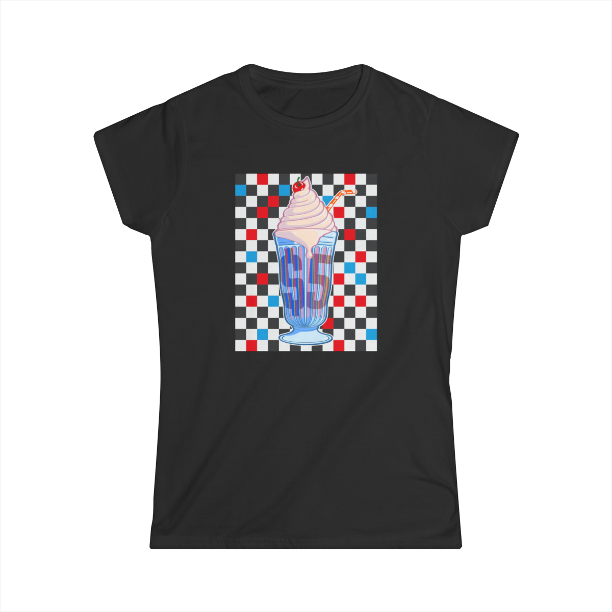 Milkshake (checkers) - Women's Softstyle Tee