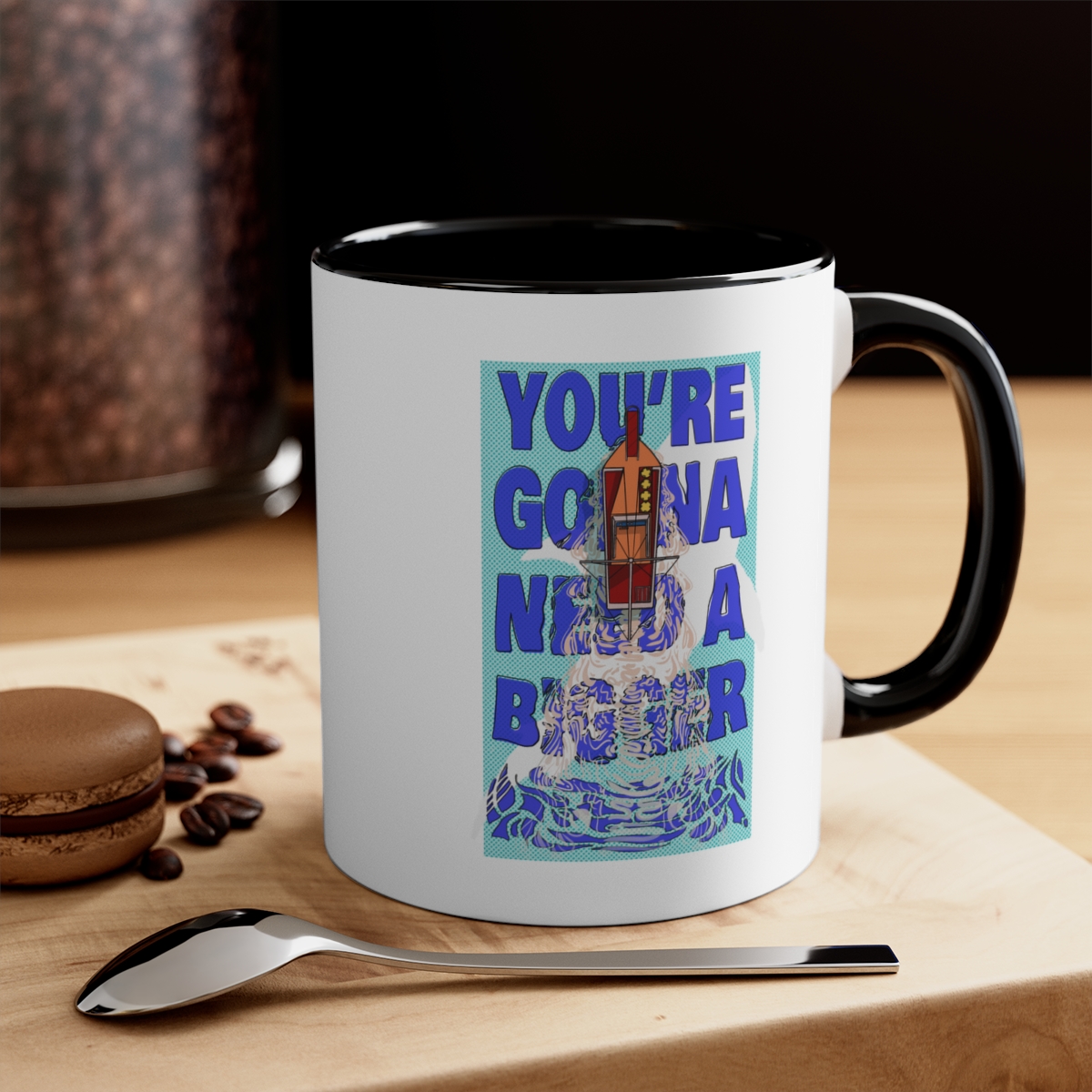 Bigger Boat (aqua) Accent Coffee Mug, 11oz
