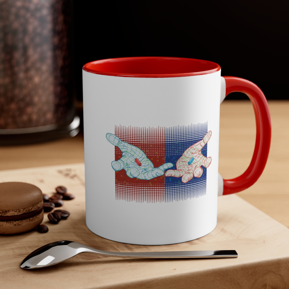 Two Hands (red & blue) - Accent Coffee Mug, 11oz