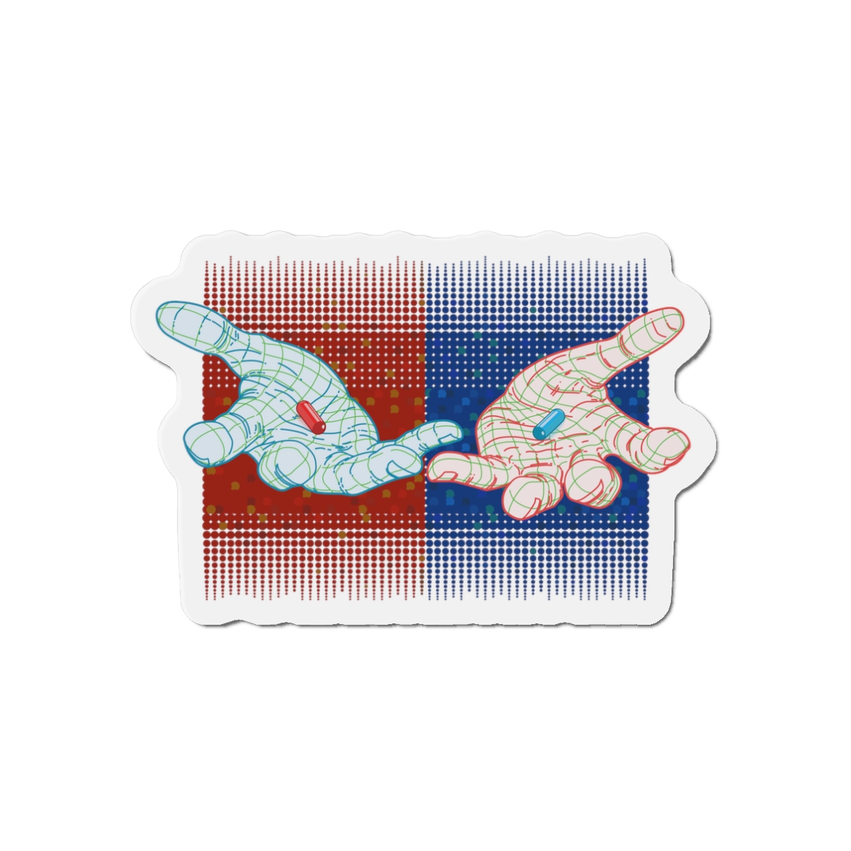 Two Hands (red & blue) - Die-Cut Magnet